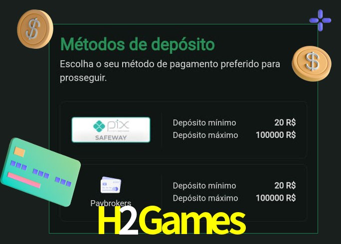 O cassino H2Games oferece uma grande variedade de métodos de pagamento
